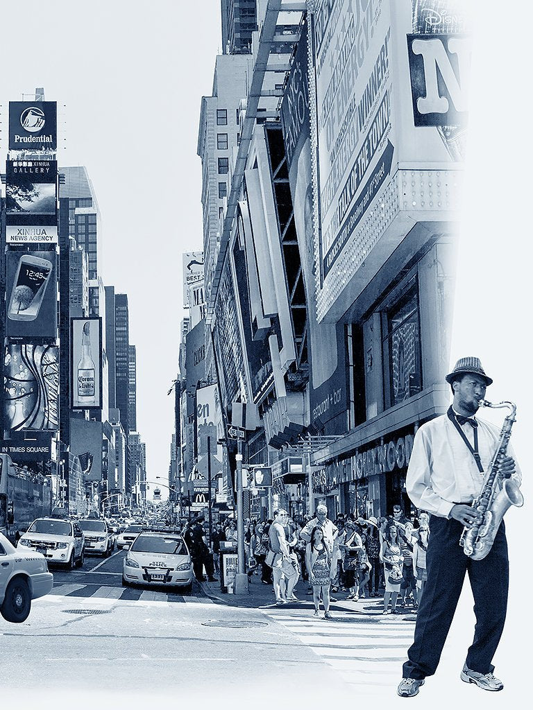 NYC Archival Pigment Print -- Walking Through Times Square