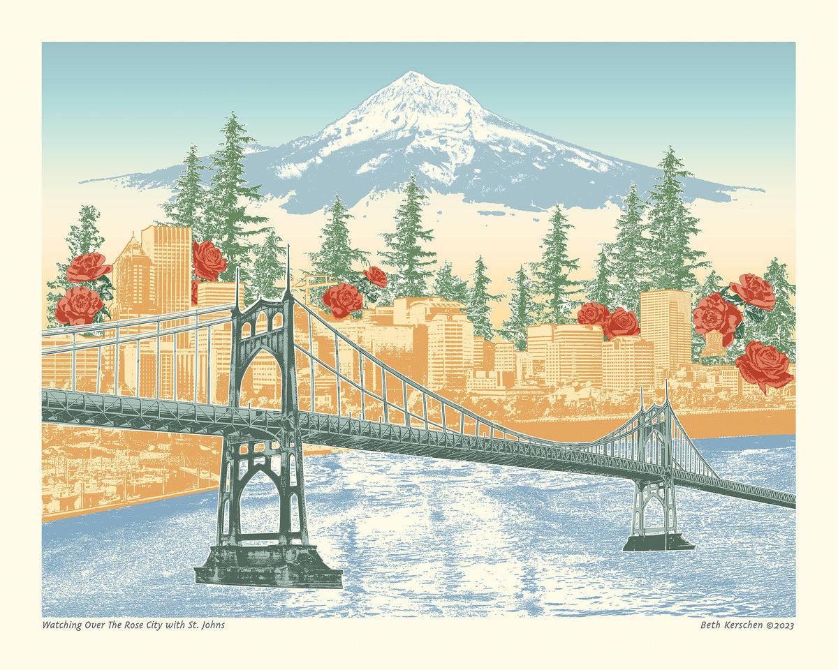 Portland, Oregon Art Print & Canvas Wrap – Watching Over The Rose