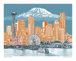 Seattle – Archival Art Print or Canvas Wrap – Seattle to Mt. Rainier– Blue Skies