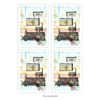 The Love Bus – (Let Love In) – Postcard – Set of 4 of Same Design – Or Choose Custom Mixed Set