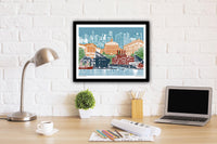 Baltimore Art Print and Canvas Wrap – Cityscape Skyline - Historic City - Blue Skies - Maryland