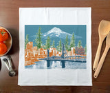 Portland, Oregon Cityscape Towel – Watching Over Portland – Tea Towel