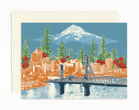 Portland Oregon Notecard -- Watching Over the Rose City -- Folded Greeting Card -- Set of 8