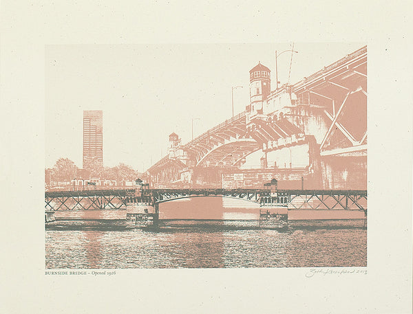 Burnside Bridge, Red, Pigment Print, 8.5x11, old version