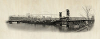 East Bank View of the Rose City - Wood Print