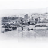 Portland Etching -- Crossing the Willamette -- Hand-Printed -- 35x16