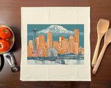 Seattle, Washington Cityscape Towel –– Seattle to Mt. Rainier Skyline