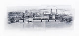 Portland Etching -- Crossing the Willamette -- Hand-Printed -- 35x16
