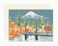 Portland Oregon Notecard -- Watching Over Portland -- folded Greeting Card - Single or Set of 6