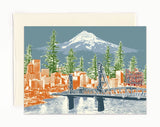 Portland Oregon Notecard -- Watching Over Portland -- folded Greeting Card - Single or Set of 6