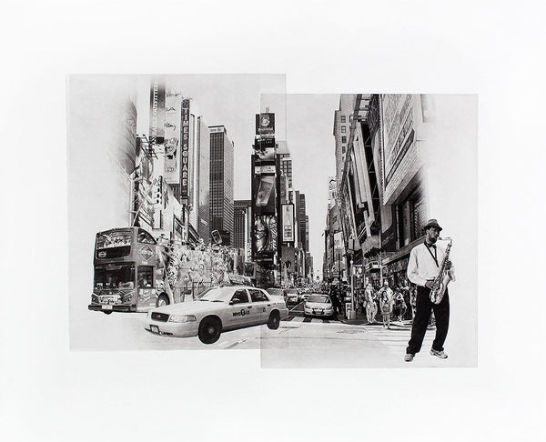 New York City Art -- Walking Through Times Square -- Original Art Print -- Photographic Etching -- Photography -- NYC