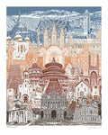 Travel the World -- Spiritual Unity -- Art Print -- famous churches, temples, and mosques -- 8.5x11, 11x14, and 16x20 Poster