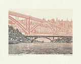Portland Oregon Bridges -- Color Bridge Art Prints -- 8.5x11