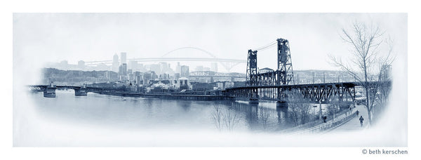 Portland Archival Pigment Print -- Eastbank View of the Rose City  -- Photomontage -- Limited Edition Fine Art Print -- Photo Collage