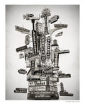 Portland Archival Pigment Print -- Portland Marquee Totem -- Photomontage -- Limited Edition Fine Art Print -- Photo Collage