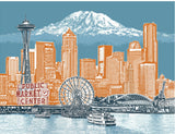 Seattle, Washington Cityscape Towel –– Seattle to Mt. Rainier Skyline