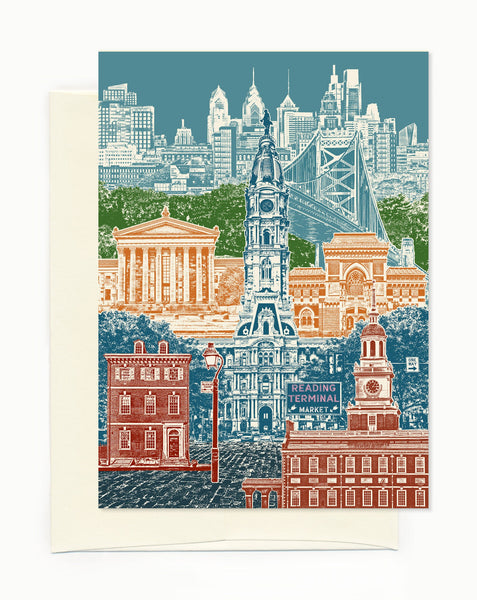 Philadelphia, PA Notecard - full color - Philly - Single or Set of 8 - folded Greeting Card