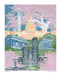 Washington D.C. Art Print & Canvas Wrap – Iconic Landmarks in the Spring with Blue Skies