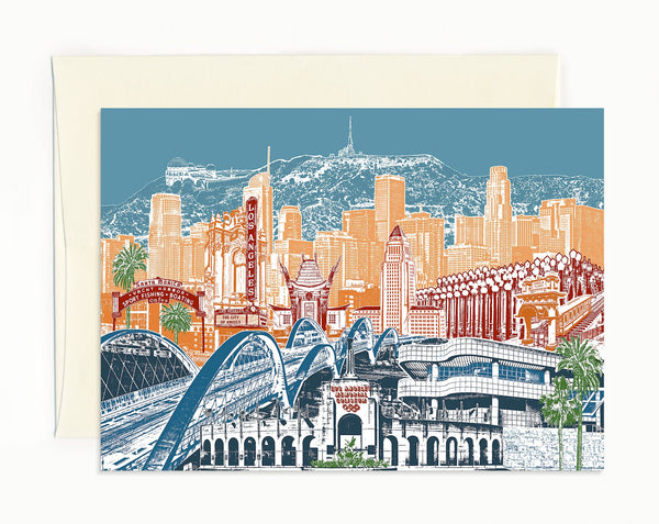 Los Angeles Notecard - full color - Set of 8 - Folded Greeting Card - LA, California - The City of Angels