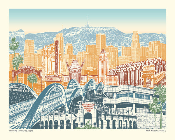 Exploring Los Angeles Art Print & Canvas Wrap – LA, California - The City of Angels - Vintage Vibe