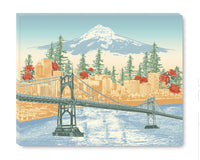 Portland, Oregon Art Print & Canvas Wrap – Watching Over The Rose City with St. Johns - Vintage Vibe