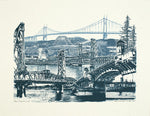 Portland Art Print -- Many Crossings in Bridgetown -- 8.5x11, 11x14, and 16x20 Poster