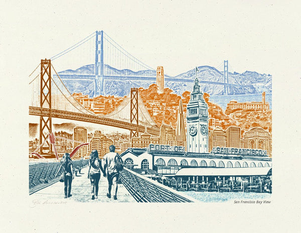 San Fransisco Art Print -- San Fransisco Bay View - 8.5x11, 11x14, and 16x20 Poster